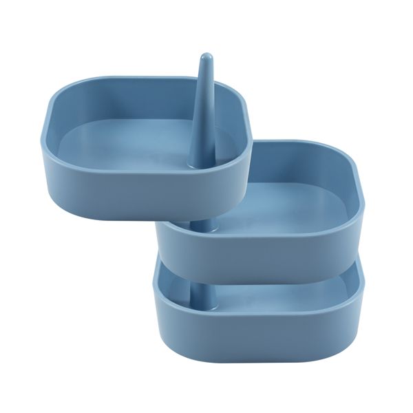 Kit mini organizador empilhável multiuso azul oikos – 3 pçs