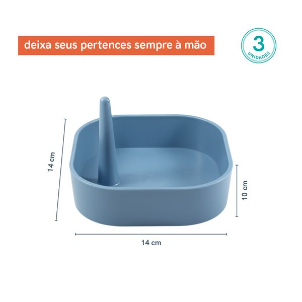 Kit mini organizador empilhável multiuso azul oikos – 3 pçs