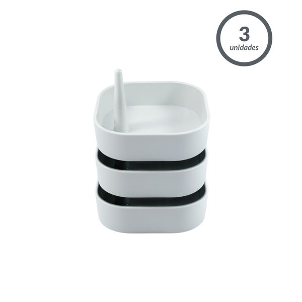 Kit mini organizador empilhável multiuso cinza oikos – 3 pçs