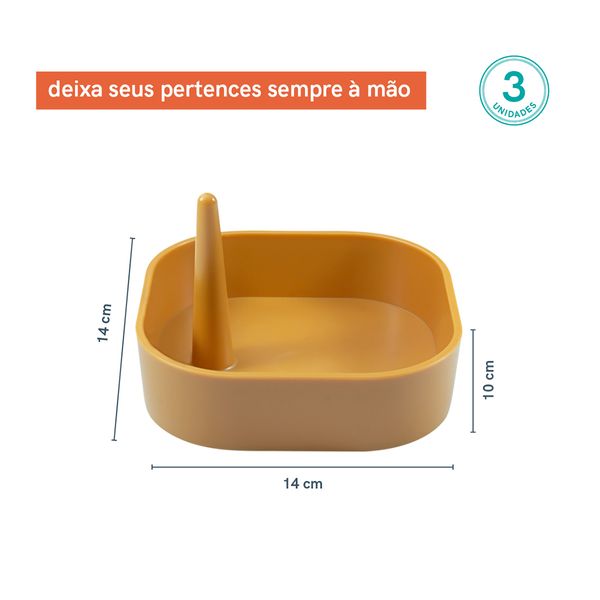 Kit mini organizador empilhável multiuso mostarda oikos – 3pçs