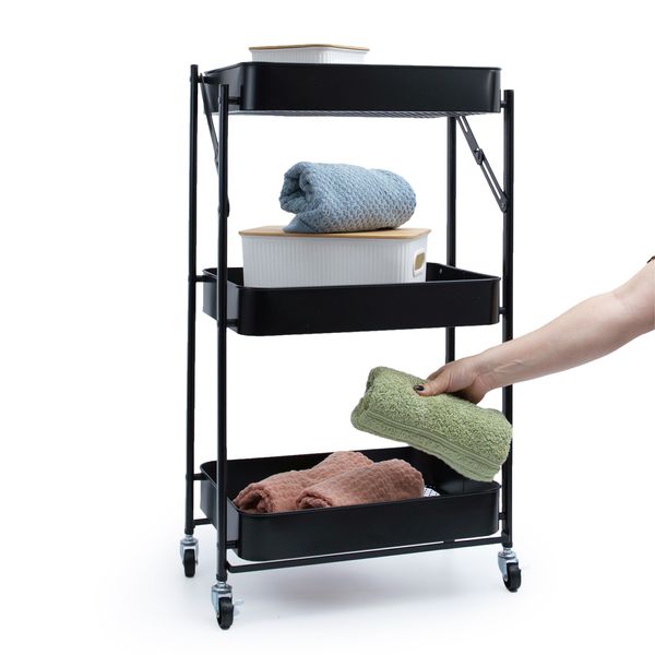 Carrinho organizador 3 andares dobrável - oikos