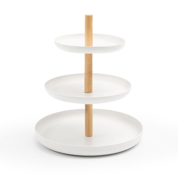 Porta-acessórios de metal e bambu 20cm - oikos