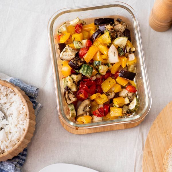 Conjunto 2 potes vidro herméticos c/ tampa de bambu - oikos