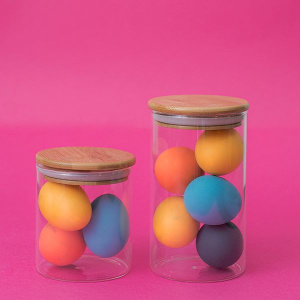 Potes de vidro p/ mantimentos c/ tampa bambu oikos - 5 pçs