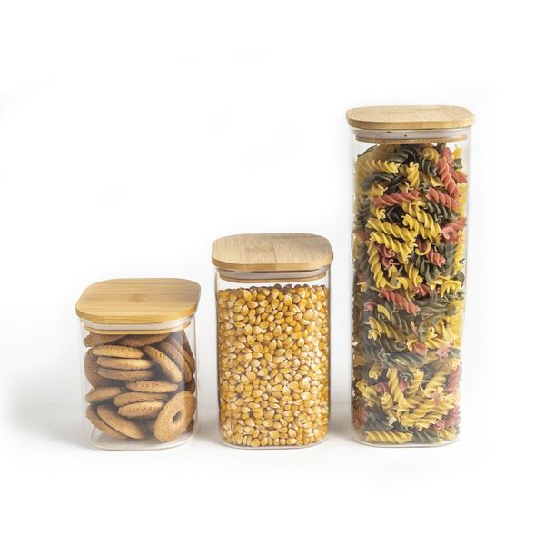 Kit potes de mantimento quad flex 800/1100/1900ml - 3 pçs oikos