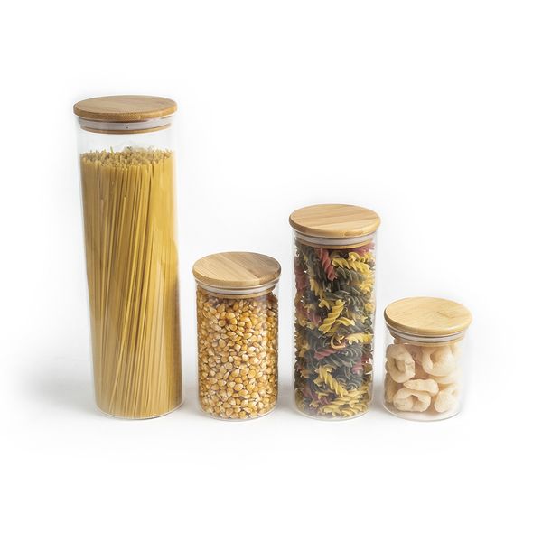 Kit potes de mantimento circular 400/600/800/2000ml - 4 pçs oikos