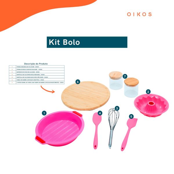 Kit pote hermético tampa de bambu utilidades silicone oikos