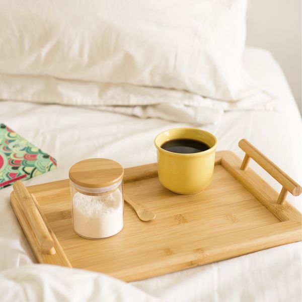 Kit 4 potes de vidro hermético c/ tampa de bambu 200ml oikos