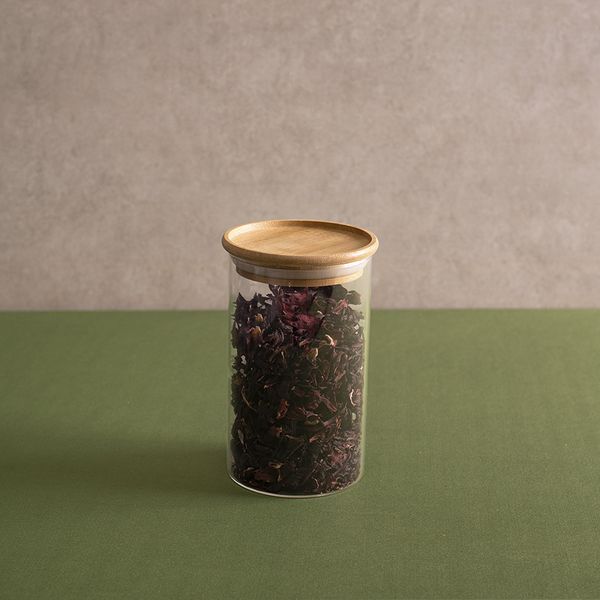 Kit 4 potes de vidro empilhável hermético tampa bambu 600ml oikos