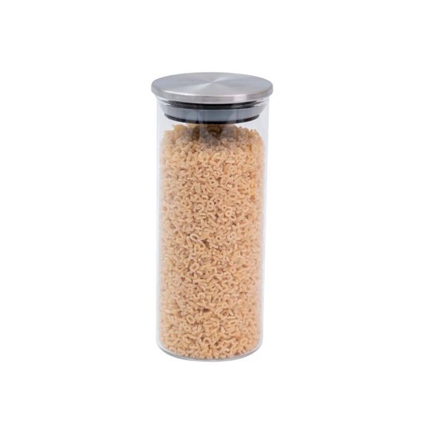 Pote 450ml de vidro com tampa de inox circular mantimento - oikos