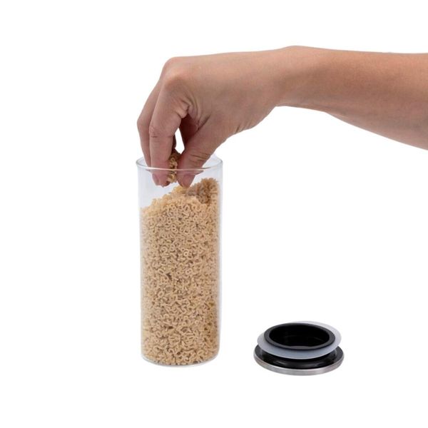 Pote 450ml de vidro com tampa de inox circular mantimento - oikos