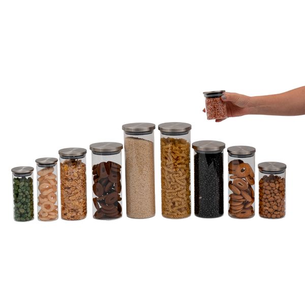 Kit 10 pote de vidro com tampa de inox redondo mantimento - oikos