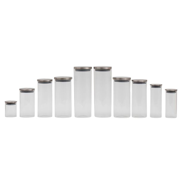 Kit 10 pote de vidro com tampa de inox redondo mantimento - oikos