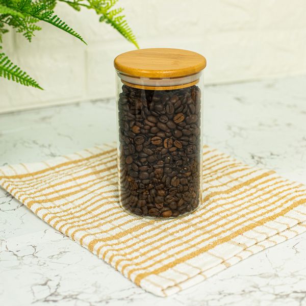 Pote de vidro de mantimentos 600ml c/ tampa de bambu oikos