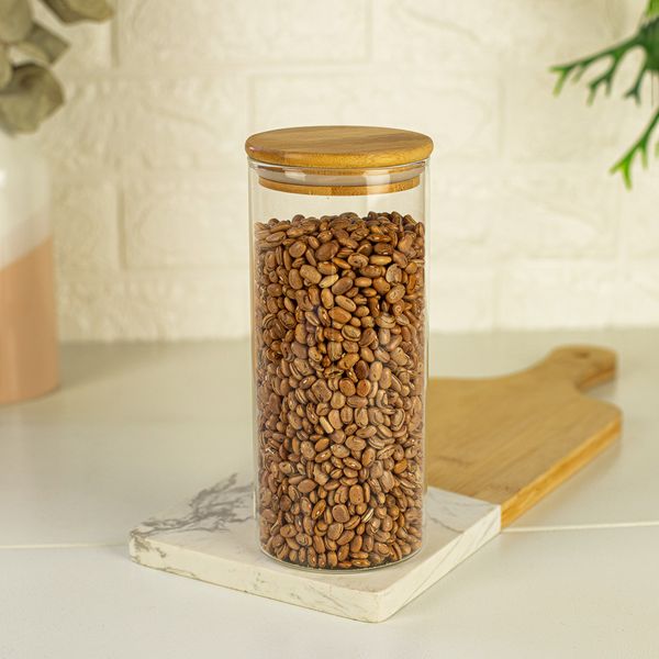 Pote de vidro de mantimentos 800ml c/ tampa de bambu oikos