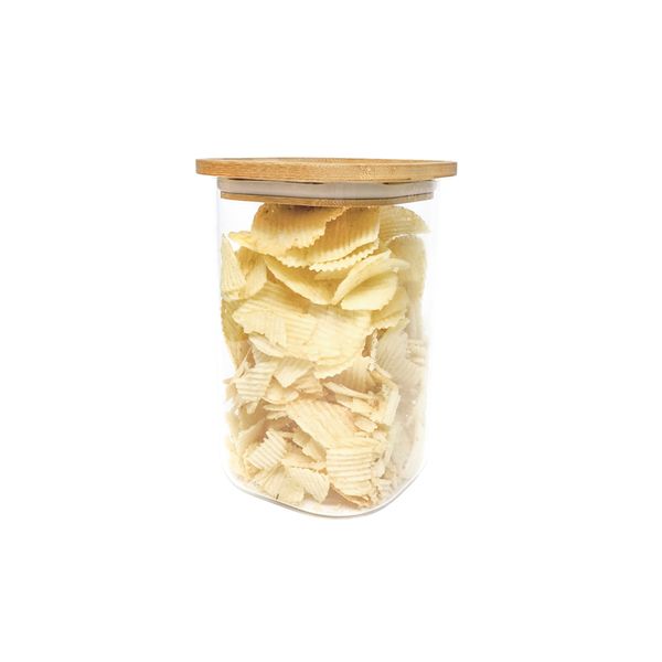 Pote de vidro de mantimentos 1100ml c/ tampa de bambu oikos