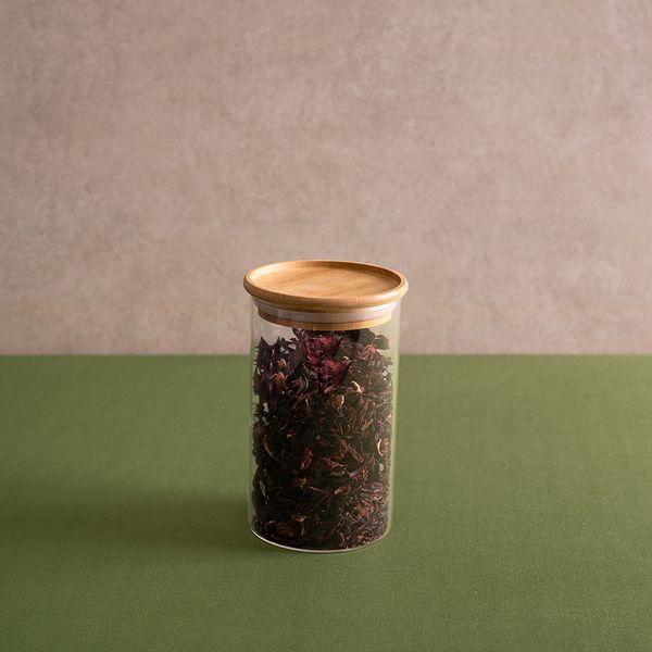 Pote de mantimentos empilhável com tampa de bambu 600ml - oikos