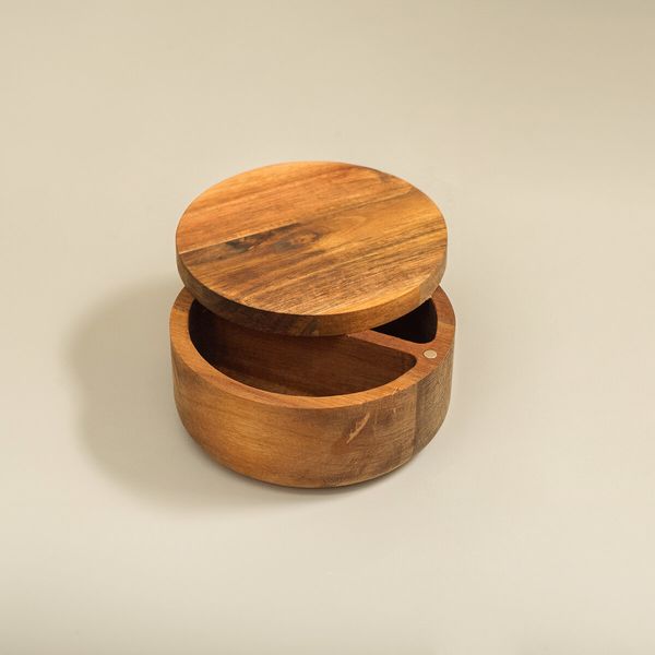 Saleiro madeira acácia redondo duplo resistente - oikos