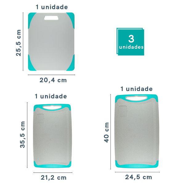 Conjunto de tábuas para corte e preparação - 3 unidades oikos