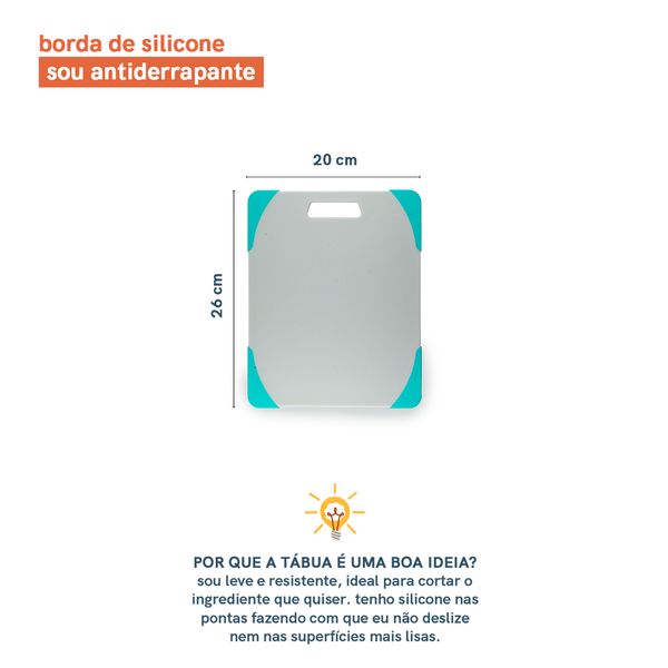 Tábua de corte antiderrapante de plástico multiuso 25x20x0,8 - oikos
