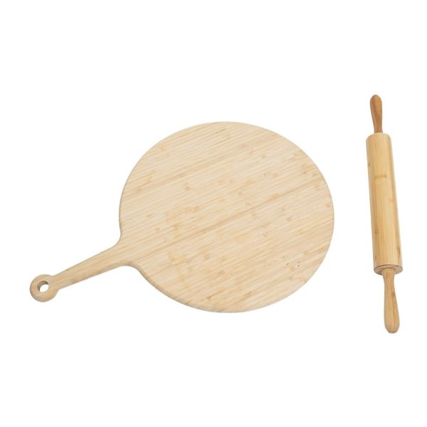 Kit tábua de pizza e rolo de massa de bambu 2 pçs - oikos