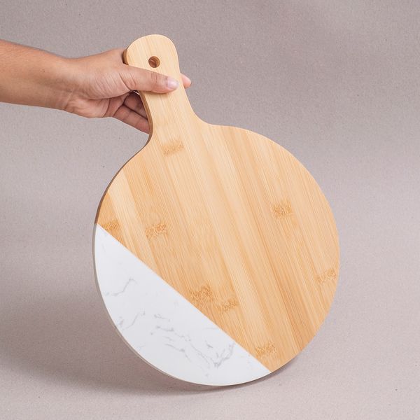 Tábua de frios redonda bambu e mármore - oikos