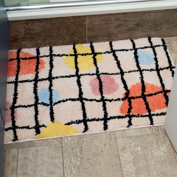 Tapete de banheiro antiderrapante de microfibra grid - oikos