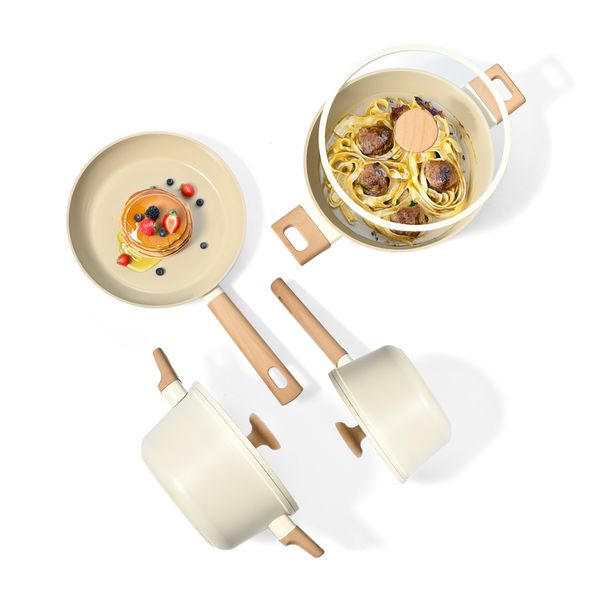 Kit 4 panelas de indução com antiaderente cerâmico mou de nata - oikos