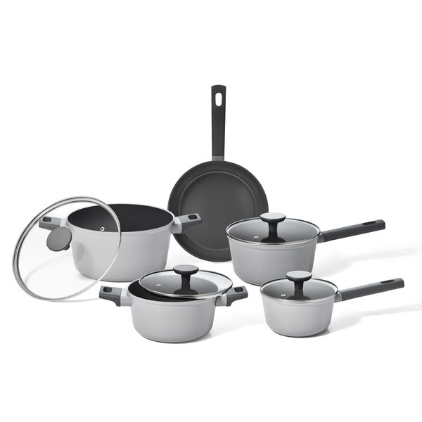 Kit 5 panelas de indução com antiaderente cerâmico mou de trufa - oikos