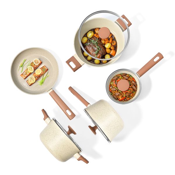 Kit 5 panelas de indução com antiaderente cerâmico mou de pitaya - oikos