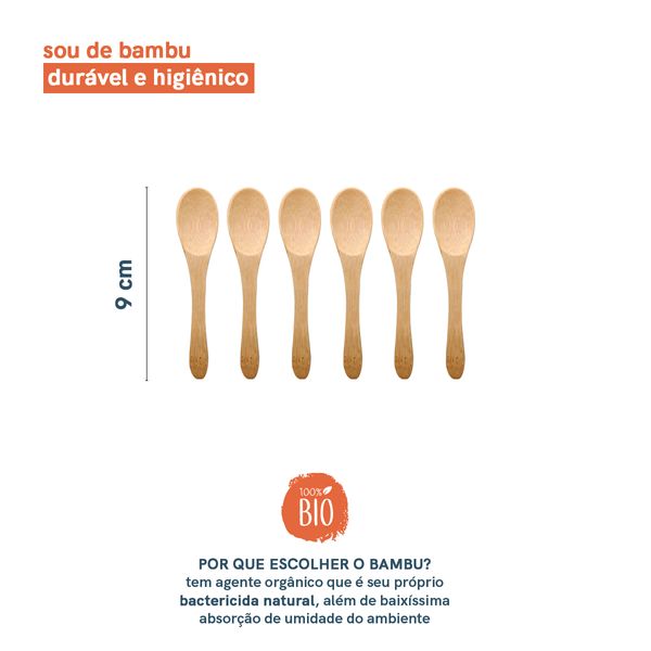 Conjunto de 6 mini colheres de bambu - oikos