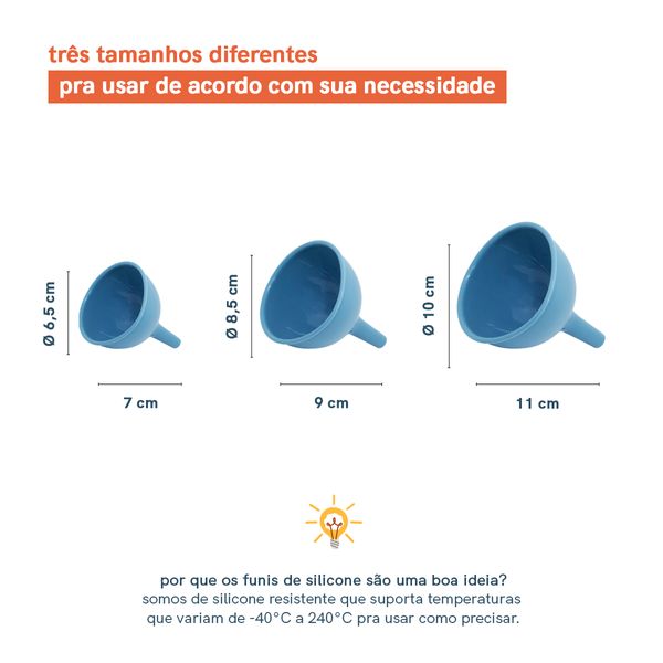 Conjunto 3 funis de silicone oikos