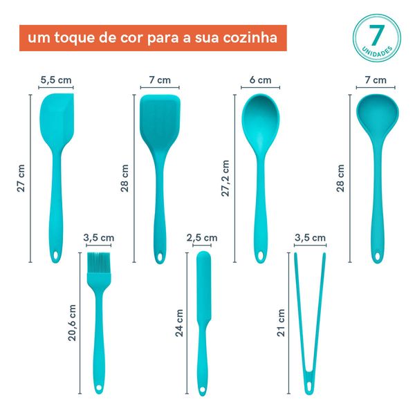 Kit de utensílios de silicone verde oikos – 7 peças