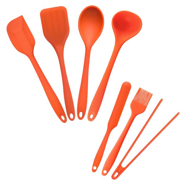 Kit de utensílios de silicone laranja oikos – 7 peças