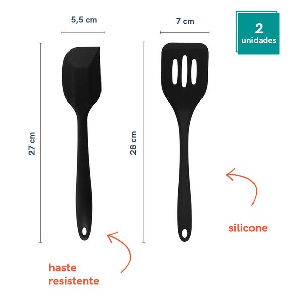 Conjunto kit de utensílios de cozinha silicone oikos - 2 pçs