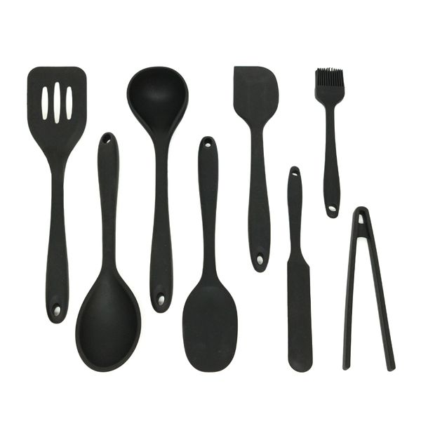 Kit de utensílios de silicone com 8 peças preto - oikos