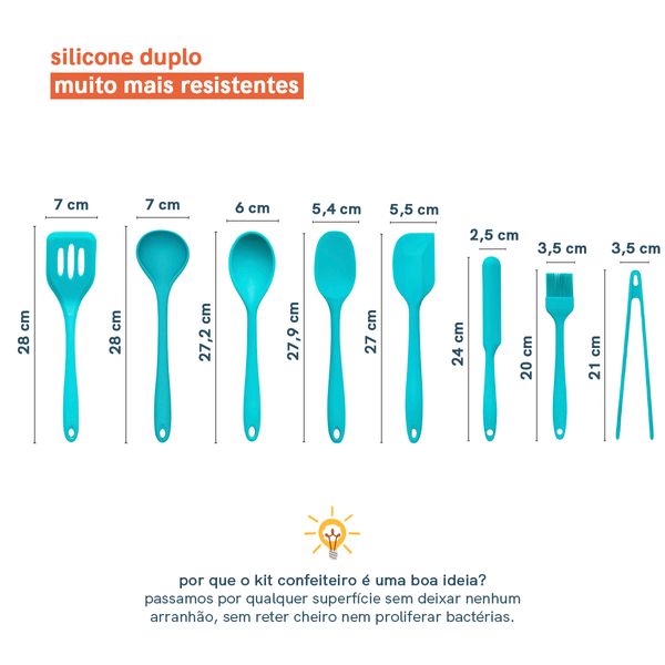 Kit de utensílios de silicone com 8 peças verde - oikos