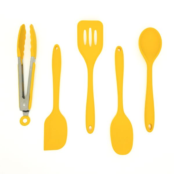 Kit de utensílios de silicone com 5 peças amarelo - oikos