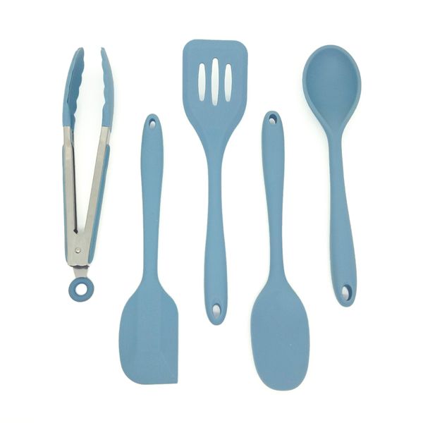 Kit de utensílios de silicone com 5 peças azul - oikos
