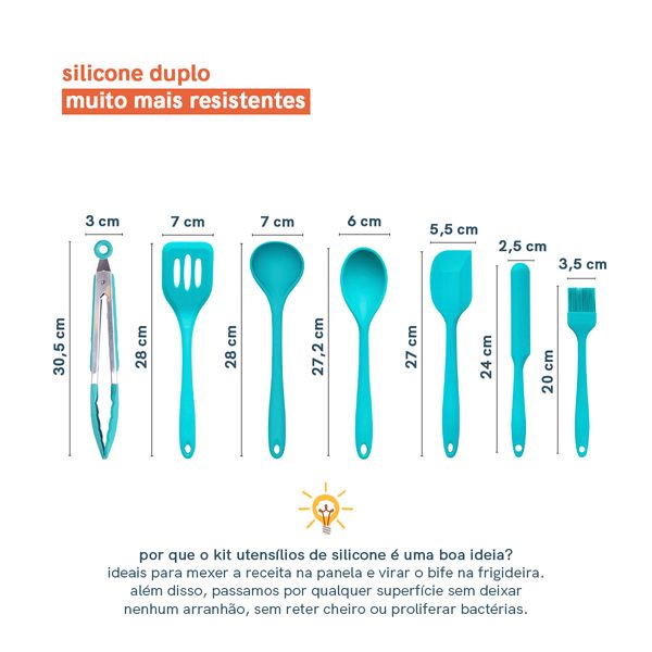 Kit de utensílios de silicone com 7 peças verde - oikos