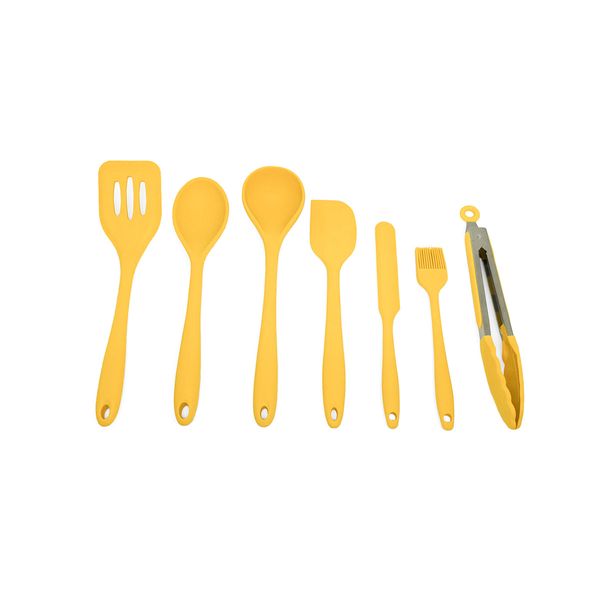 Kit de utensílios de silicone com 7 peças amarelo - oikos