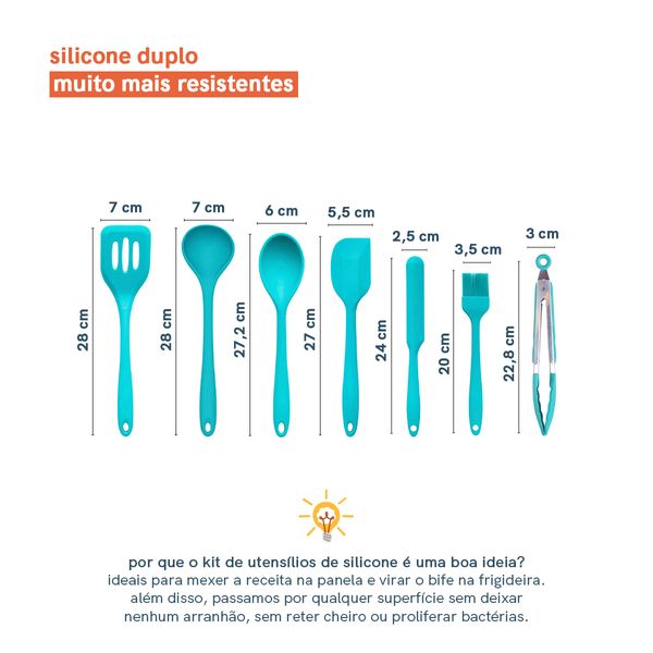 Kit de utensílios de silicone com 7 peças verde - oikos