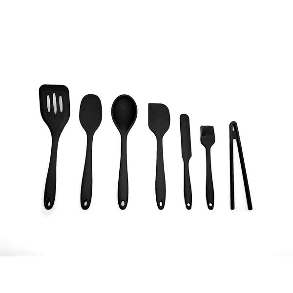 Kit de utensílios de silicone com 7 peças preto - oikos