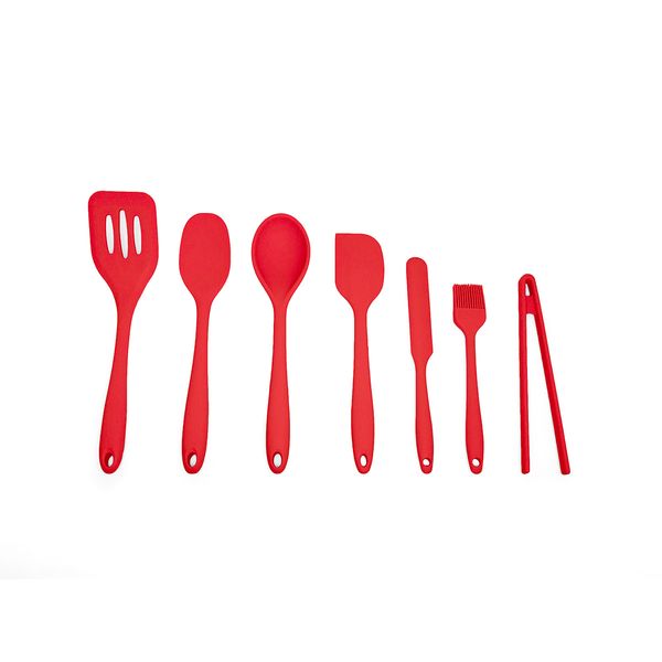Kit de utensílios de silicone com 7 peças vermelho - oikos
