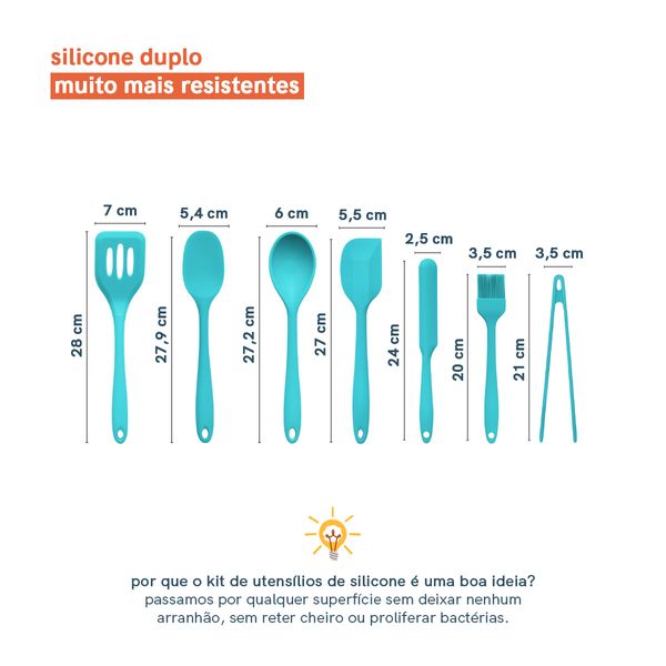 Kit de utensílios de silicone com 7 peças verde - oikos