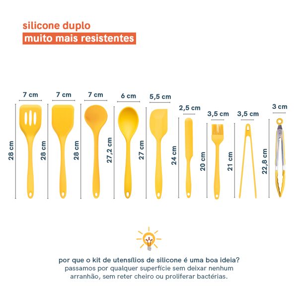Kit de utensílios de silicone c/ 9 peças am - oikos