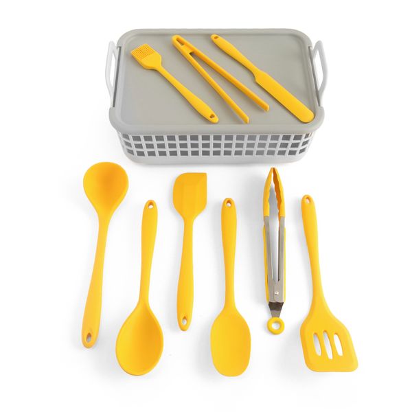 Kit de utensílios de cozinha c/ cesto 10 peças am - oikos