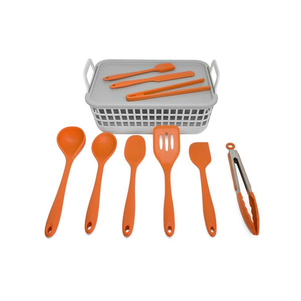 Kit de utensílios de cozinha c/ cesto 10 peças lj - oikos