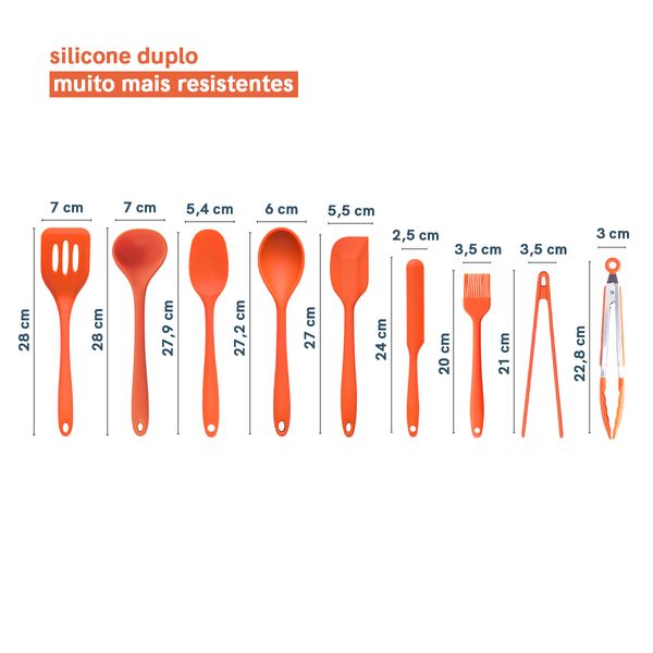 Kit de utensílios de cozinha c/ cesto 10 peças lj - oikos