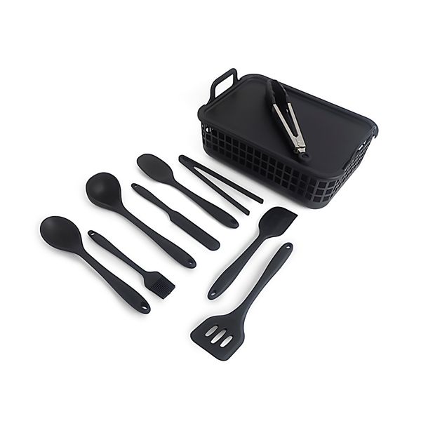 Kit de utensílios de cozinha c/ cesto 10 peças pr - oikos